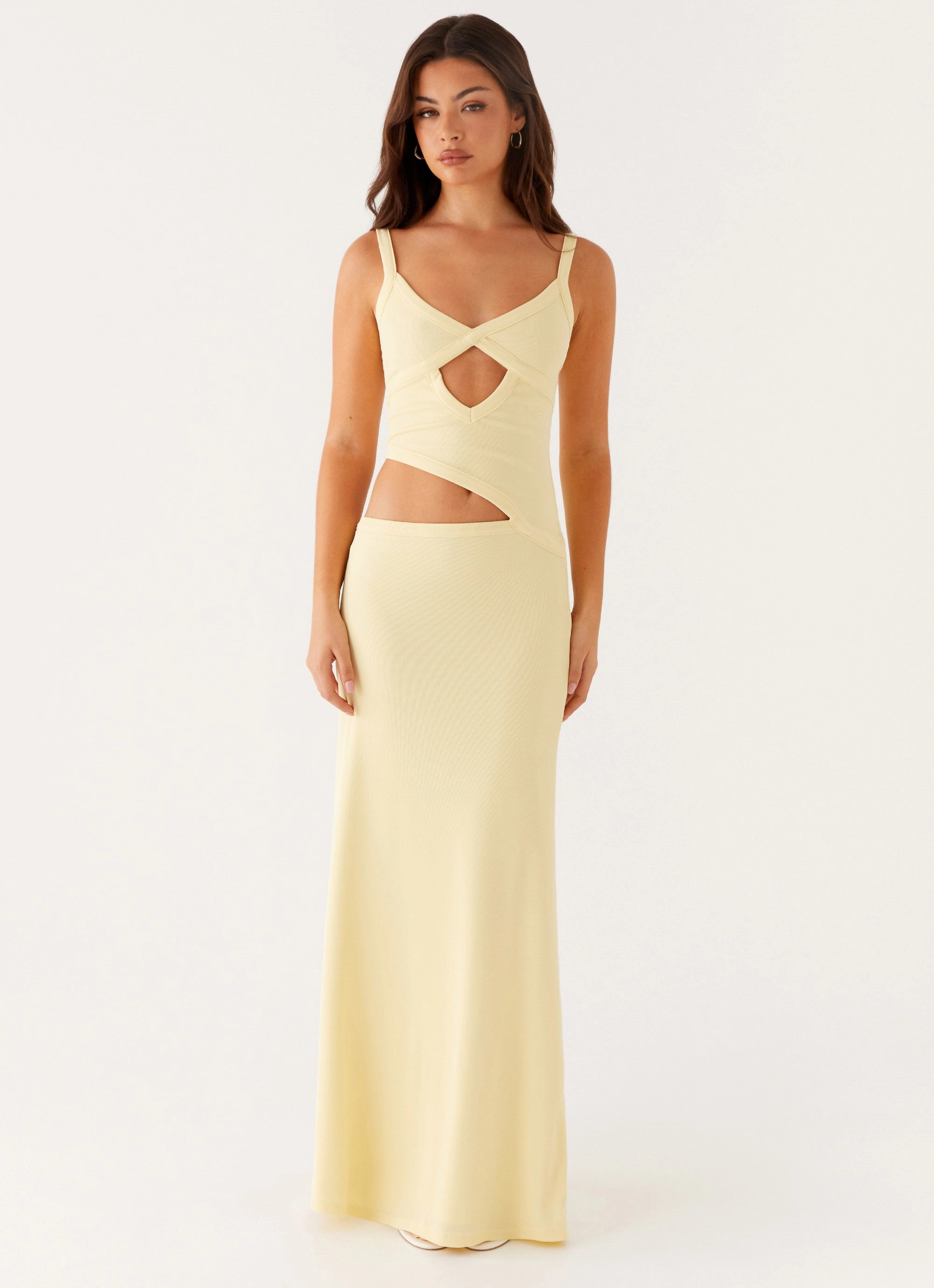 Stylish and Simple Jocelyn Maxi Dress - Yellow