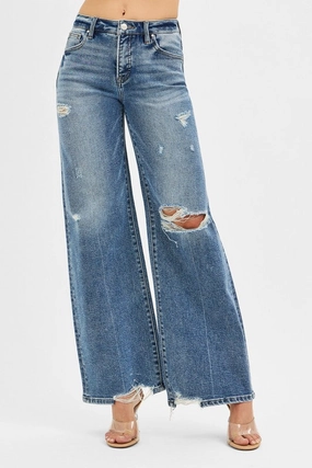 City Walk Smart Casual Holiday Vibes Date Night Lightweight Johanna Tummy Control Mid Rise Fit Wide Jeans