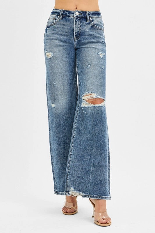 Everyday Motion Johanna Tummy Control Mid Rise Fit Wide Jeans