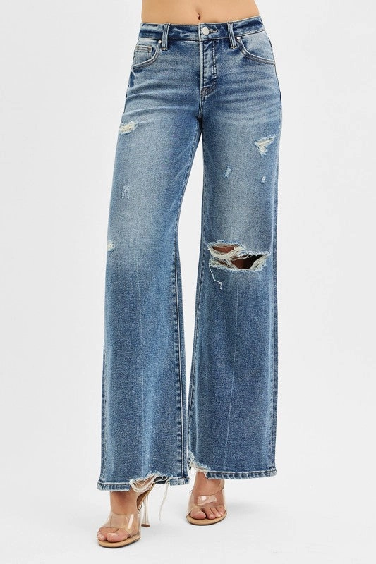 Timeless Feel Stretch Recovery Johanna Tummy Control Mid Rise Fit Wide Jeans