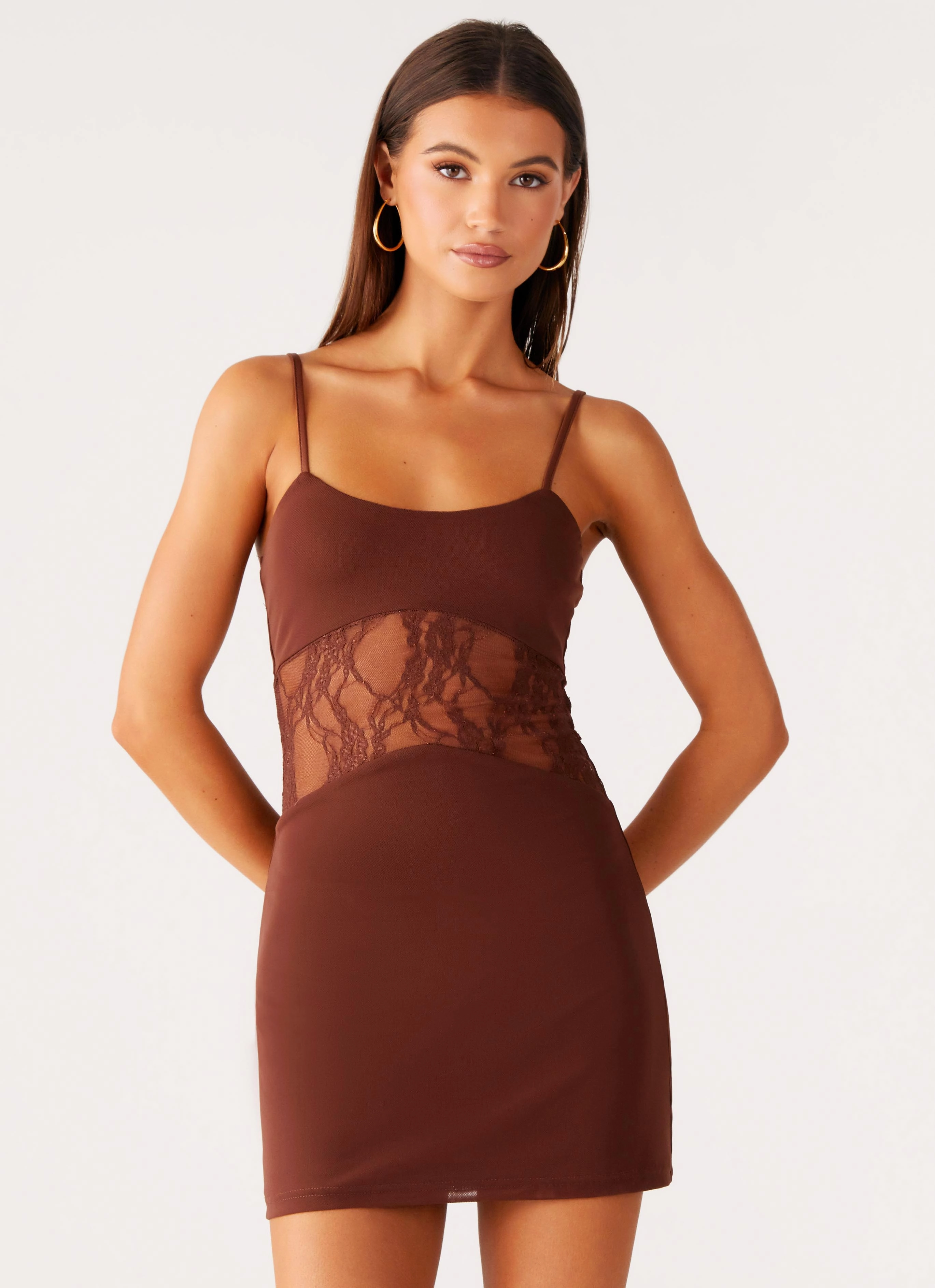Jordanna Lace Mini Dress - Chocolate Classic Move Soul Warm