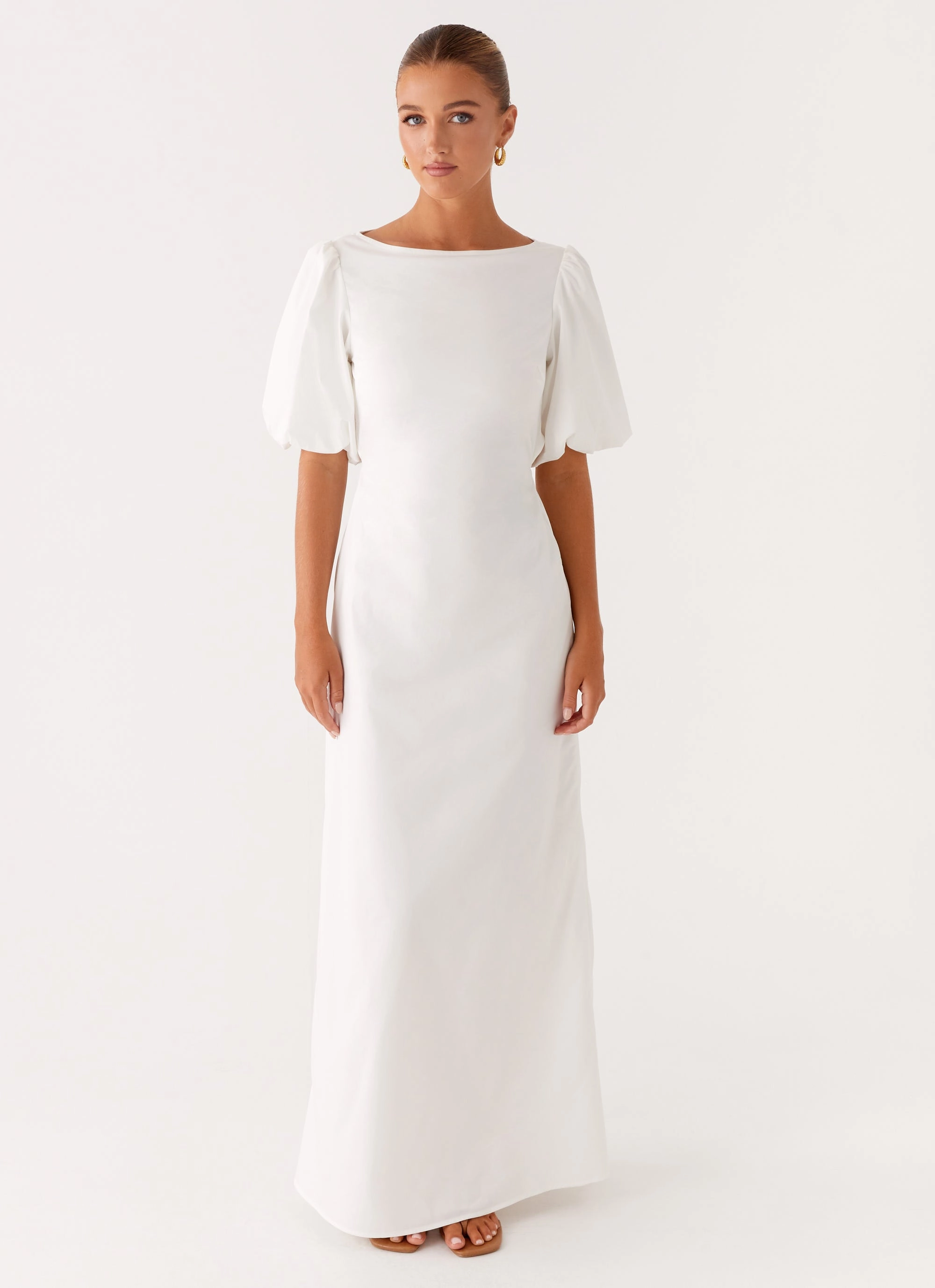 Minimalist feel Organic-Fabric Judy Maxi Dress - White