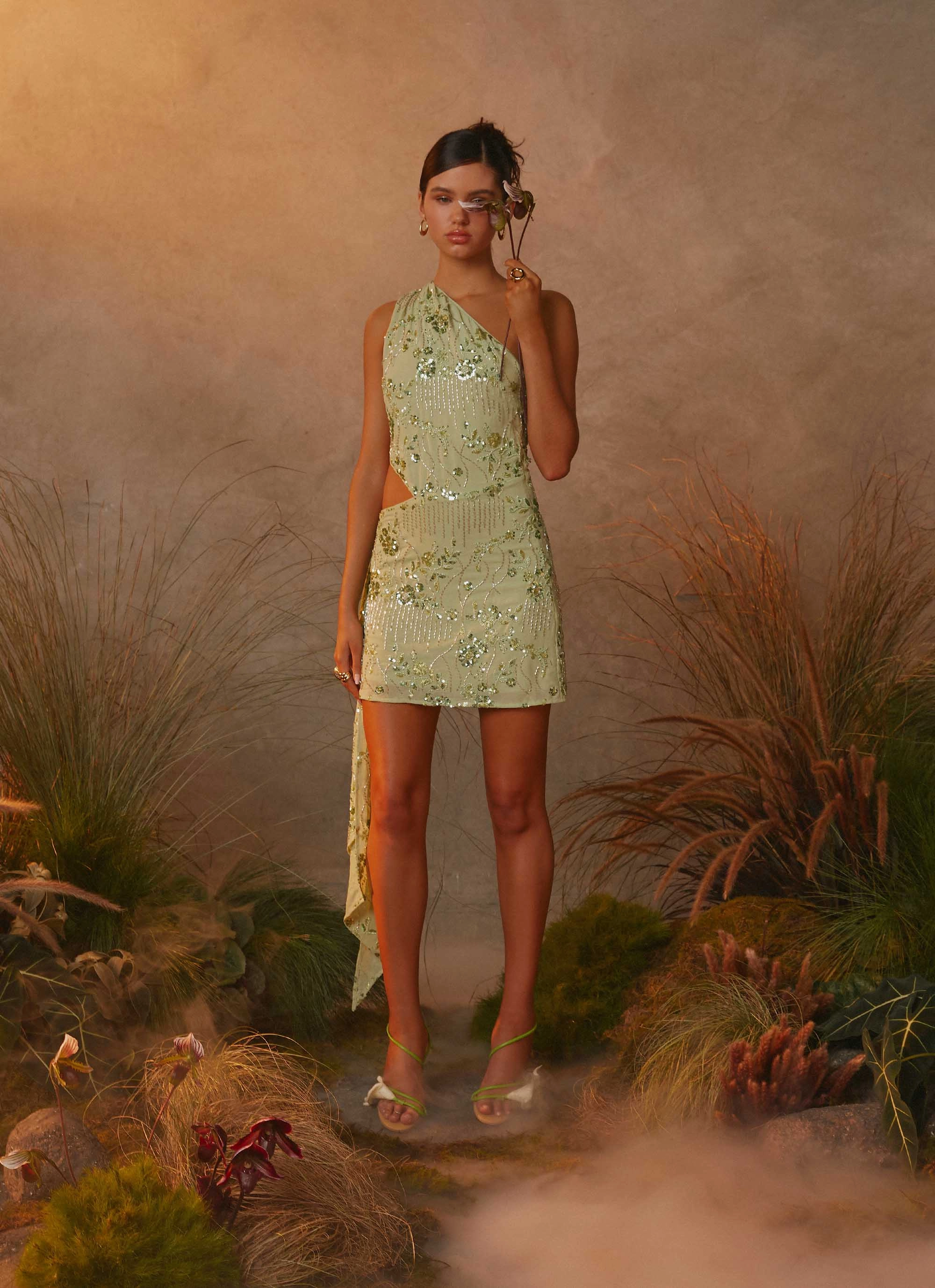 Juelz Beaded Mini Dress - Lime Versatile dress for layering Basic essential