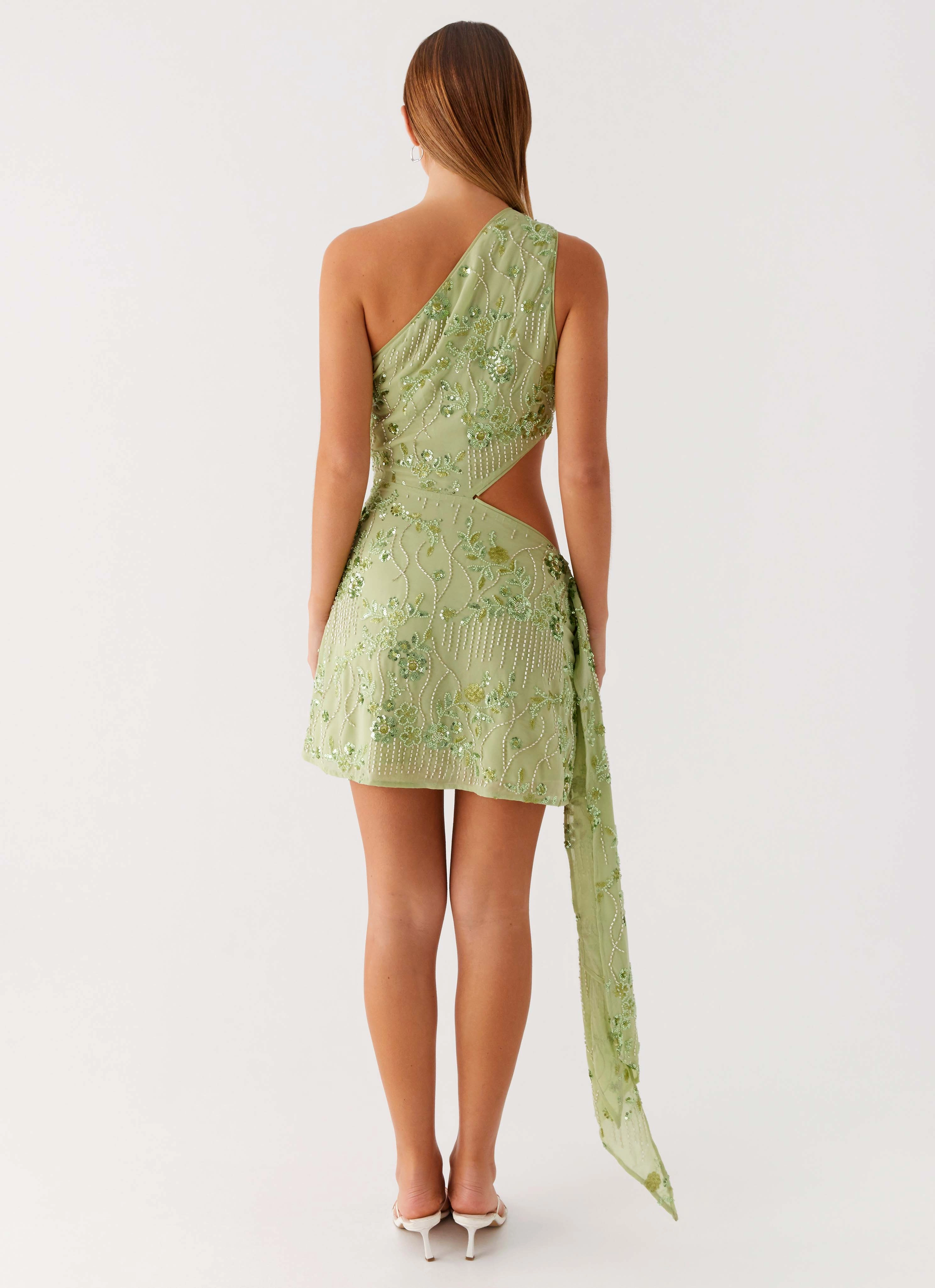 Chic Statement Juelz Beaded Mini Dress - Lime