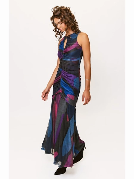 Julia Maxi Dress in Black Multi Mid Century Happy Soul