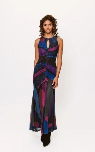 Everyday Ready Modern Cut Julia Maxi Dress in Black Multi Mid Century