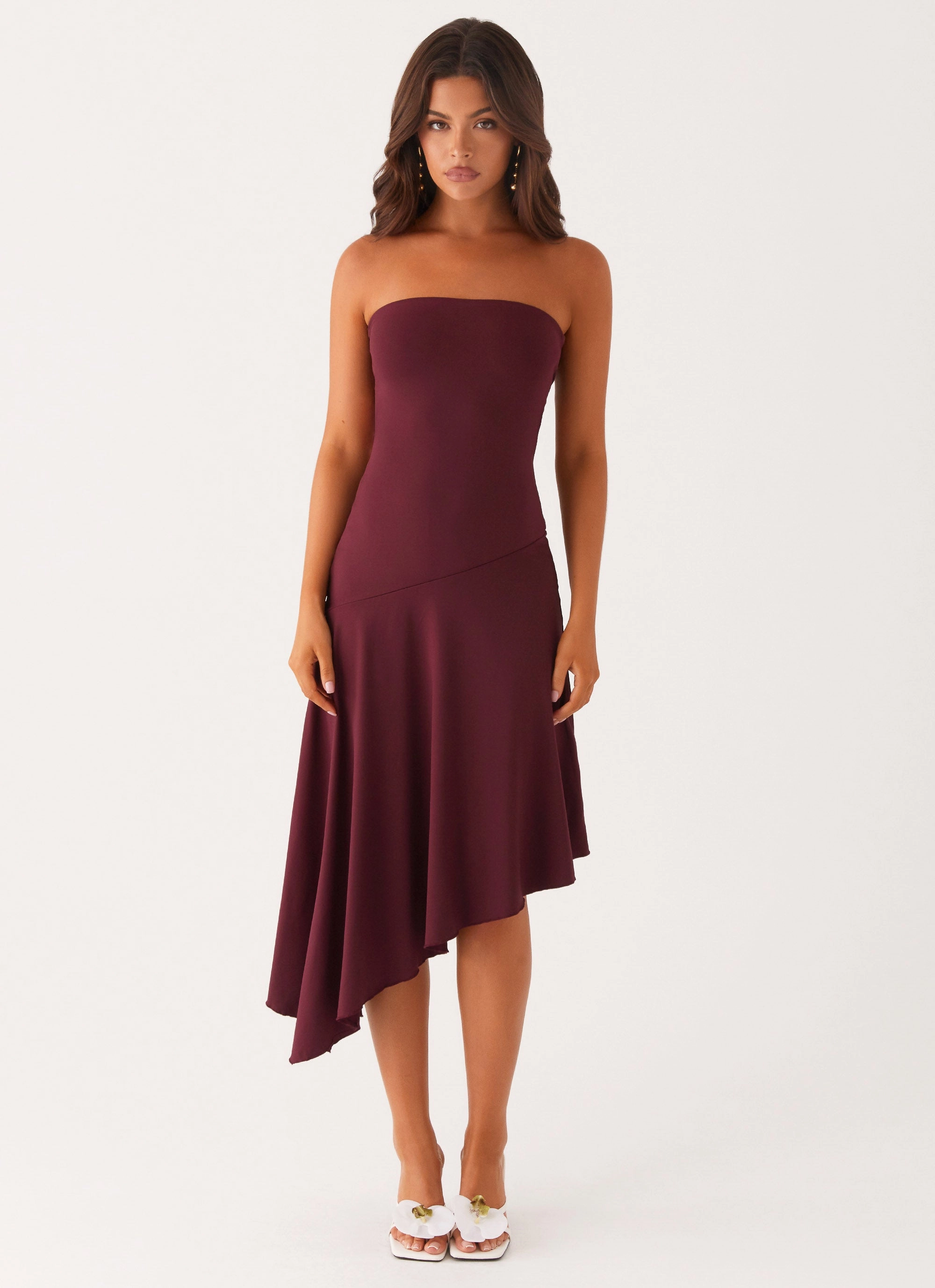 Juliana Midi Dress - Mulberry Sophisticated Look Collar Accent