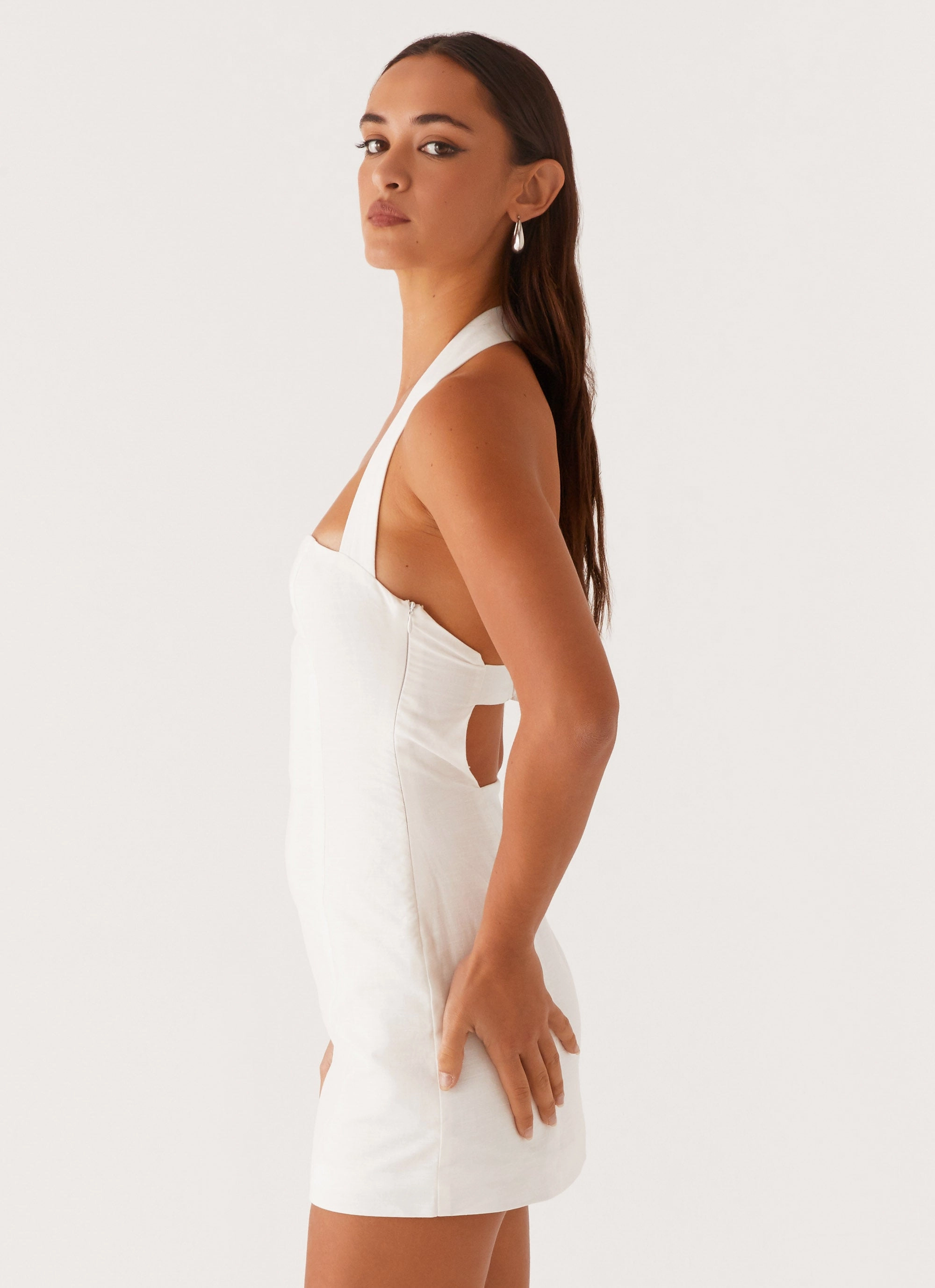 Julianna Linen Mini Dress - White Party Perfect Airy Fabric