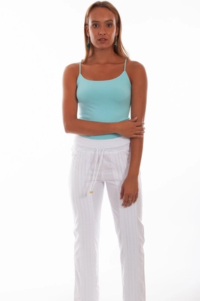 Scully Womens White 100% Cotton Crochet Pants Night Out City Walk Minimalist