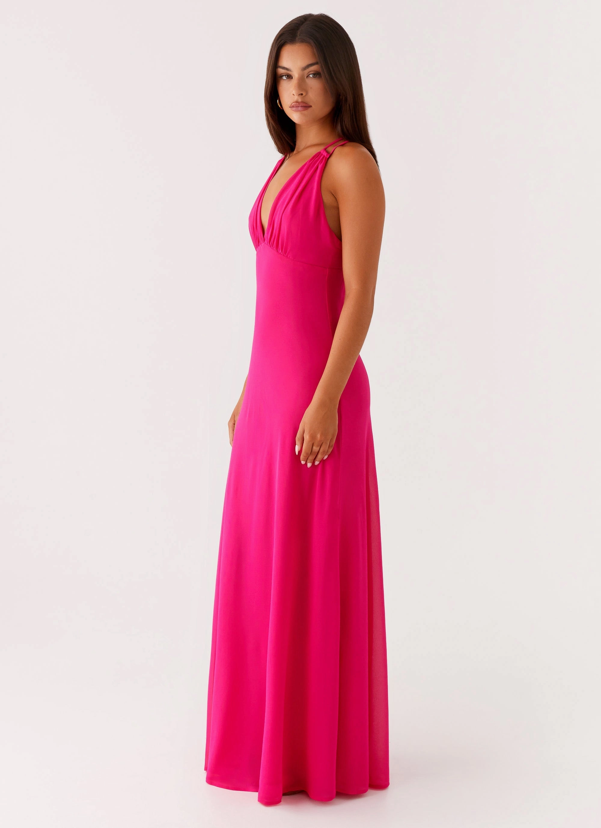 Cool Drape Kacia Maxi Dress - Fuchsia