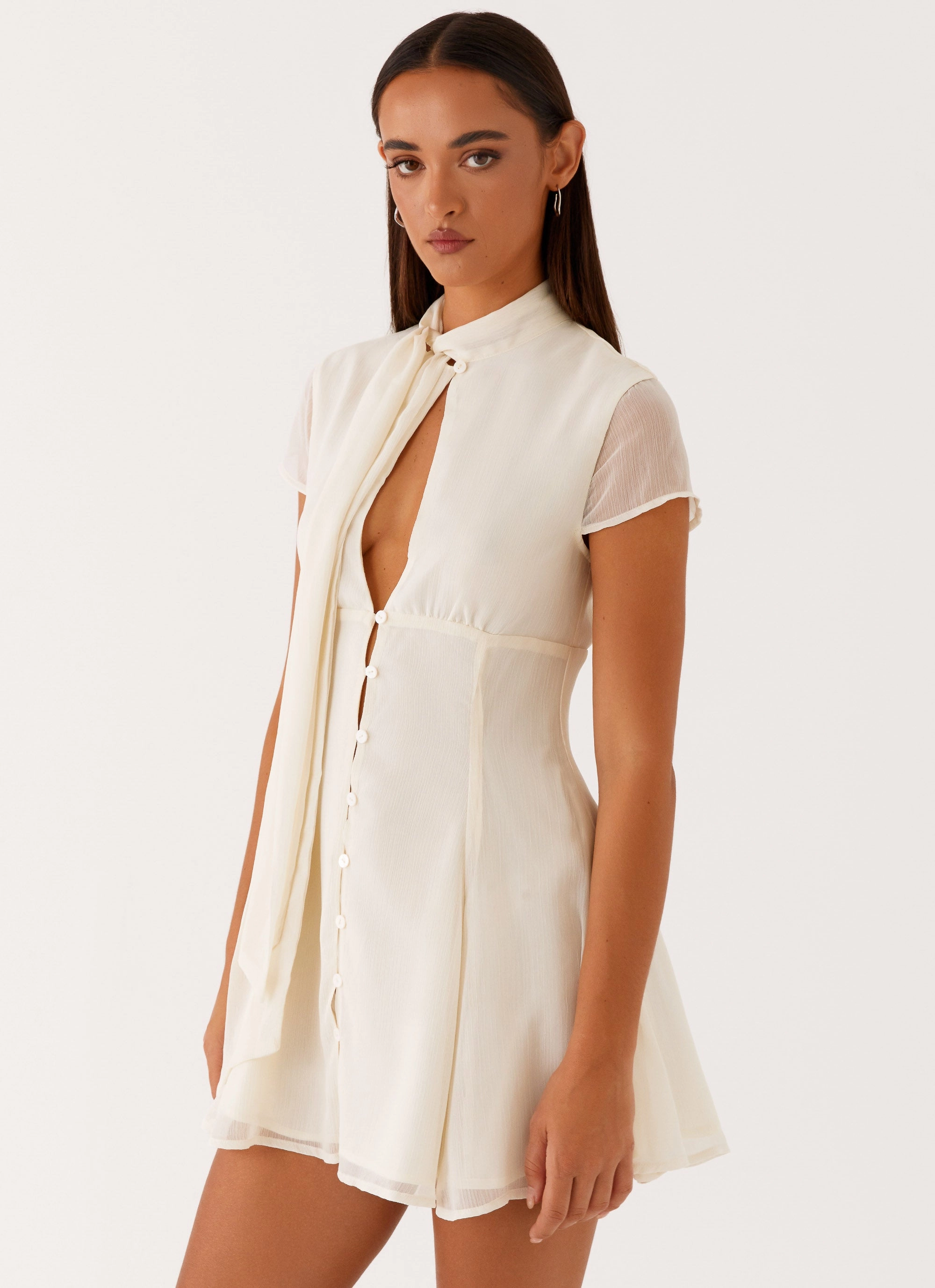 Flattering Look Wear Slim-fit Karling Mini Dress - Ivory