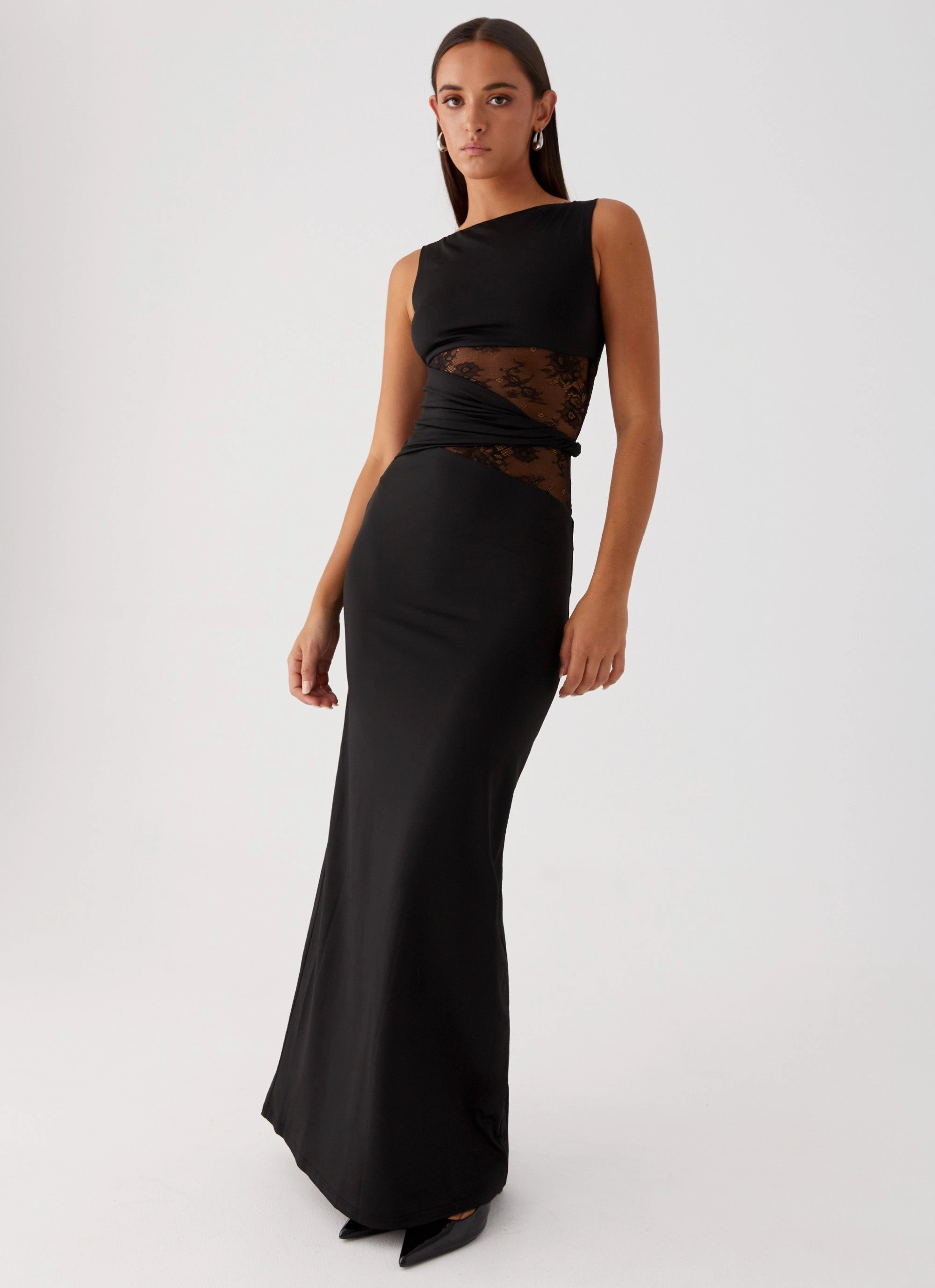 Flutter-Sleeve Karma Maxi Dress - Black
