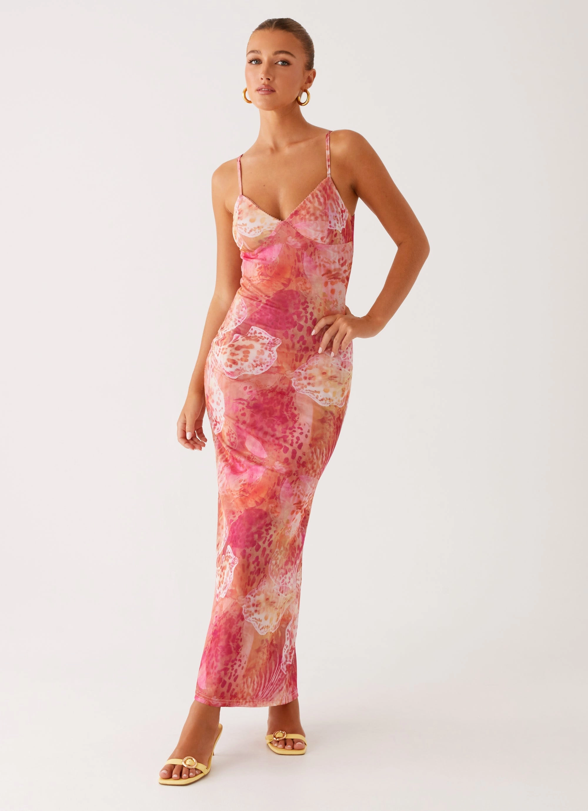 Kasey Midi Dress - Flamingo Fling Evening Look Fit Easy