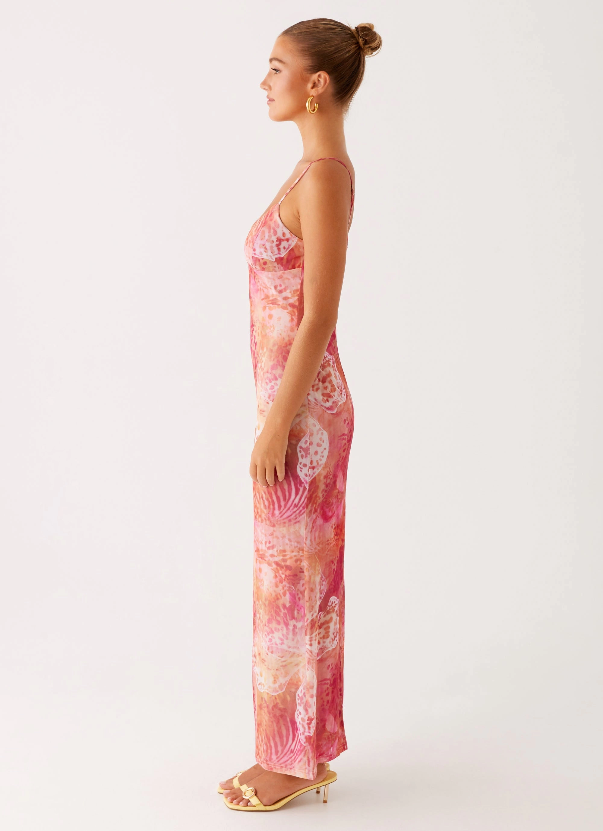 Hidden Zipper Kasey Midi Dress - Flamingo Fling