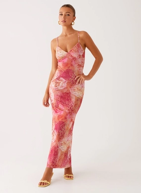 Kasey Midi Dress - Flamingo Fling Evening Look Fit Easy