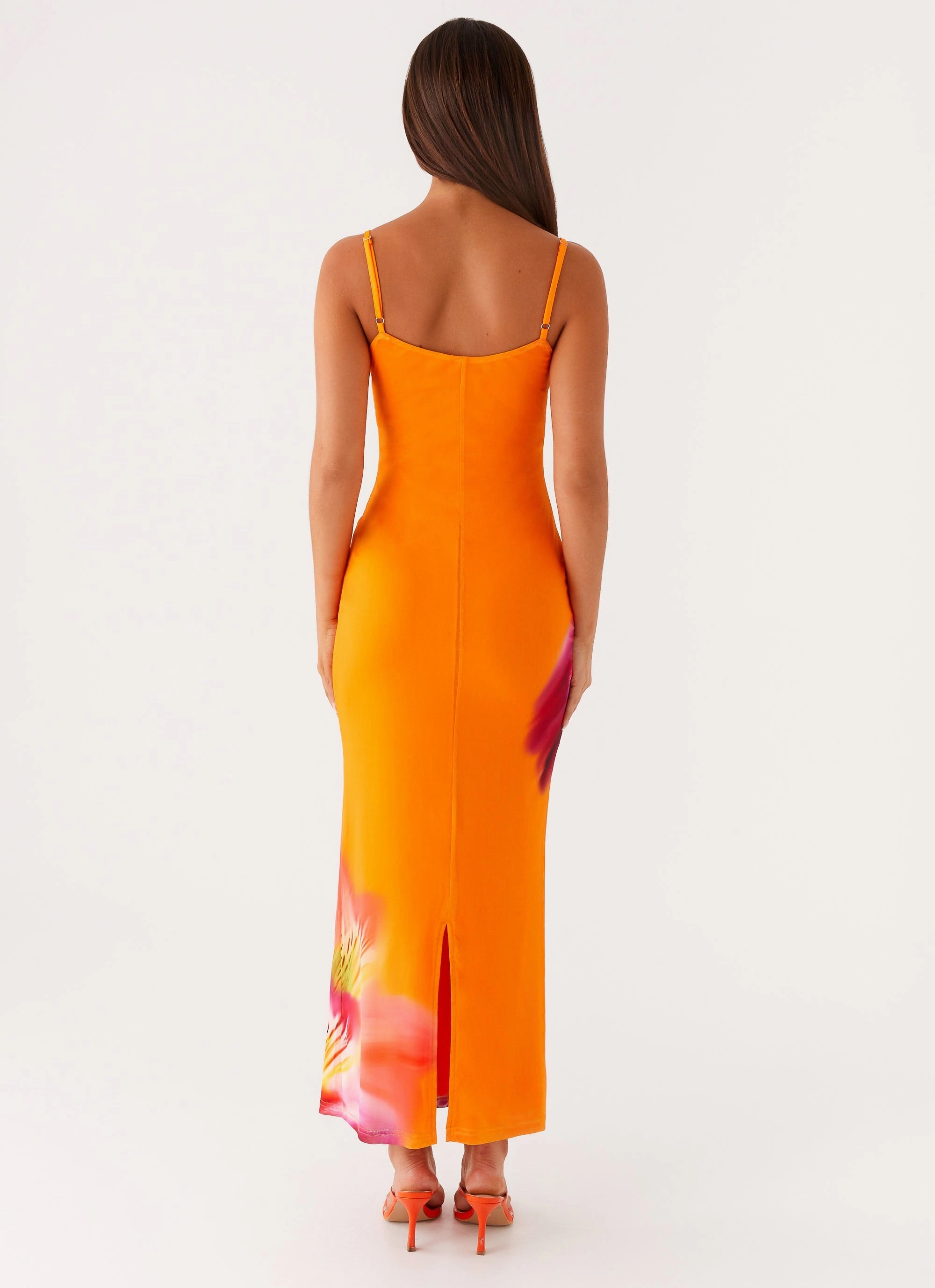 Flattering Look Wear Kasey Midi Dress - Orange Tropical