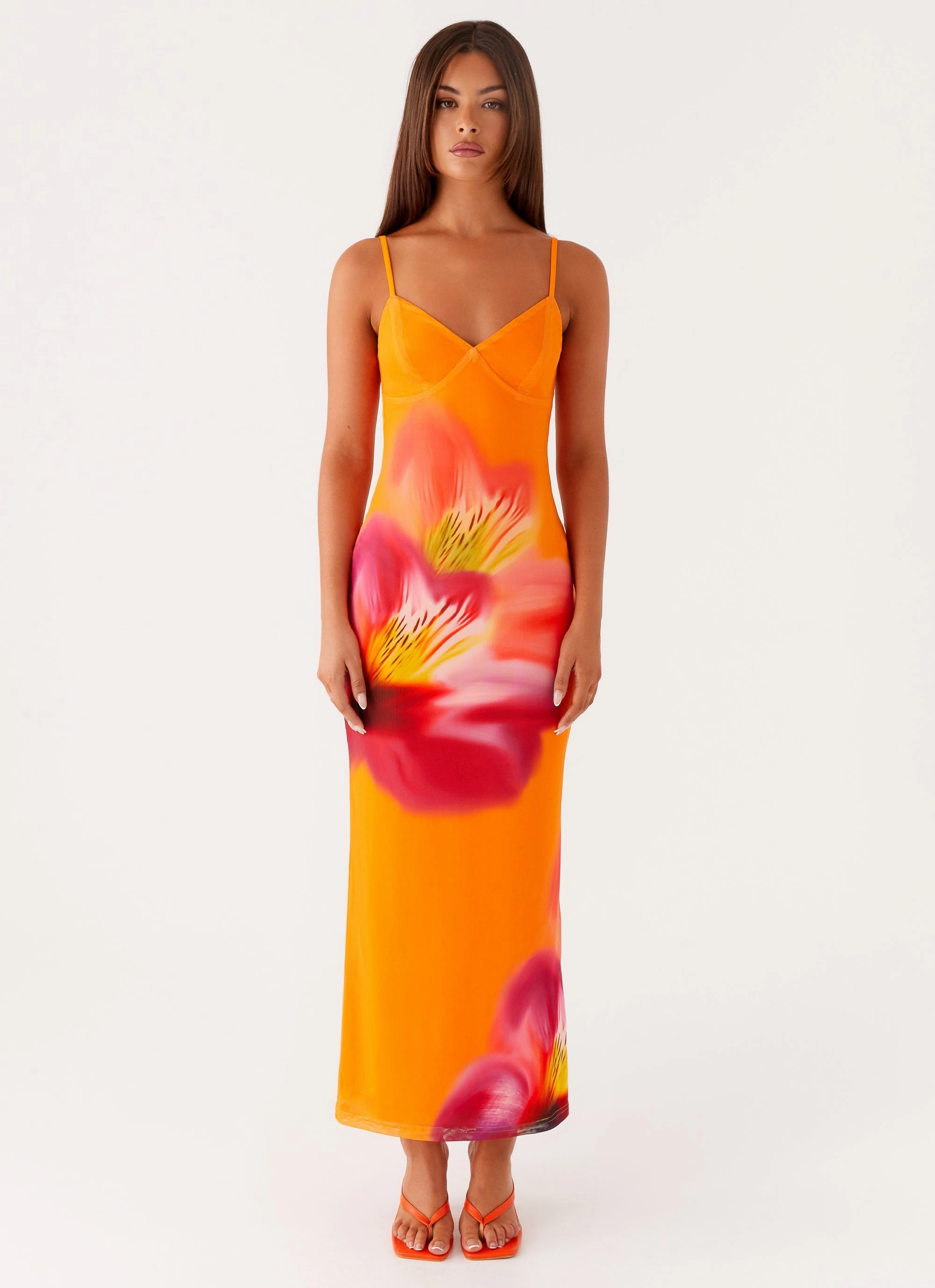 Easy Comfort Look Kasey Midi Dress - Orange Tropical