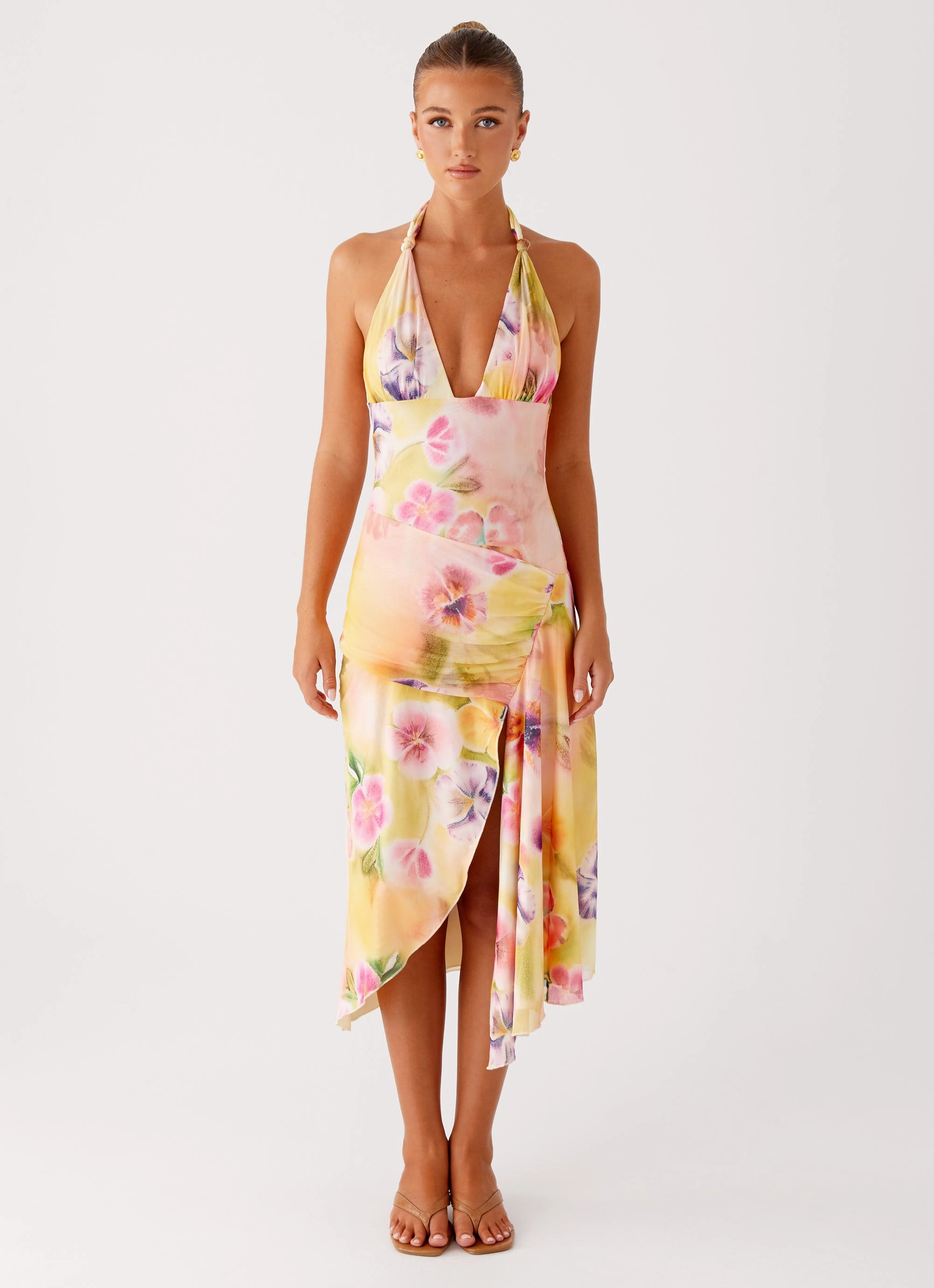 Kayce Midi Dress - Sunburst Floral Classic Appeal