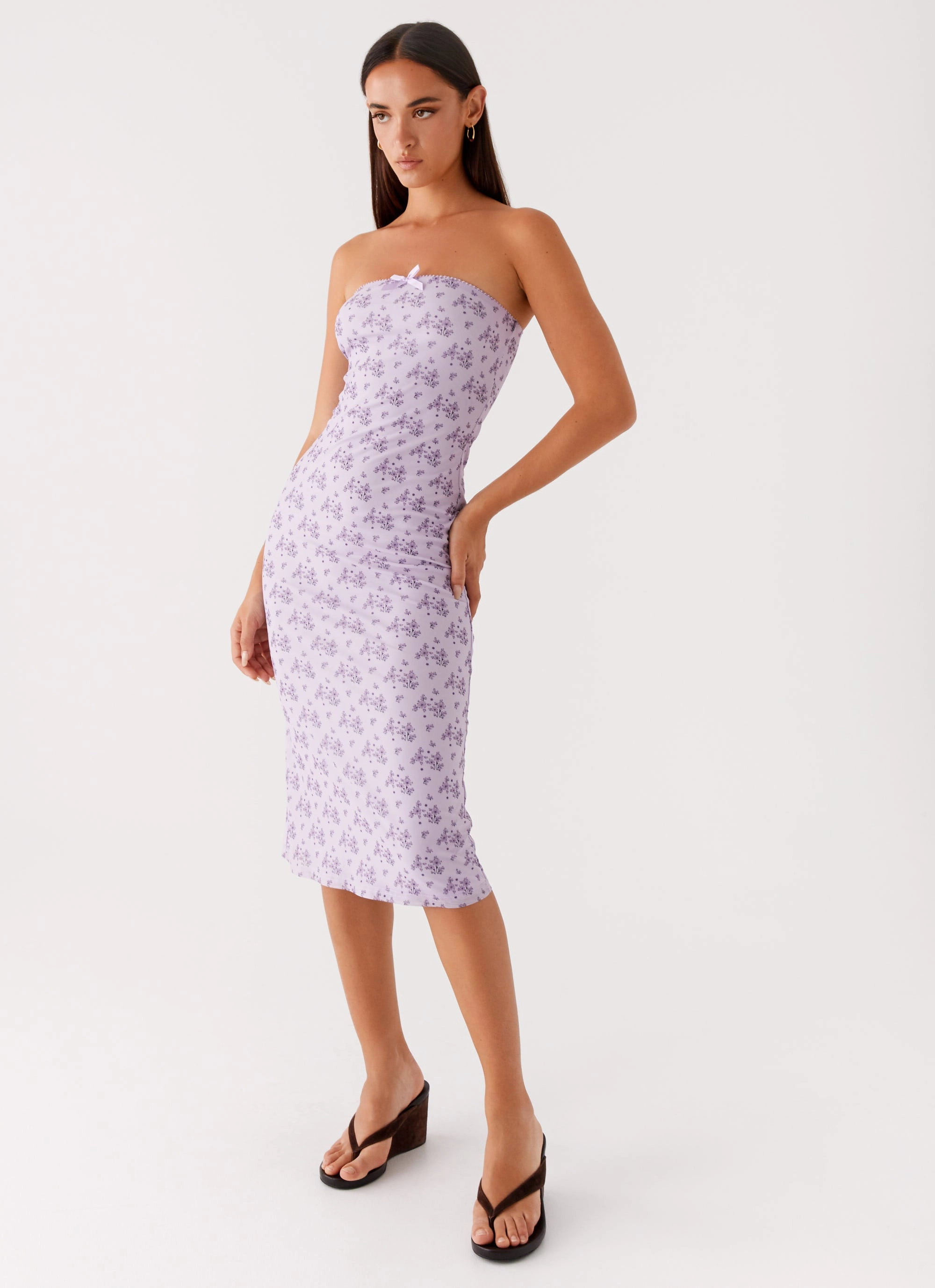 Keila Strapless Midi Dress - Lavender Meadow ComfortFitDesign