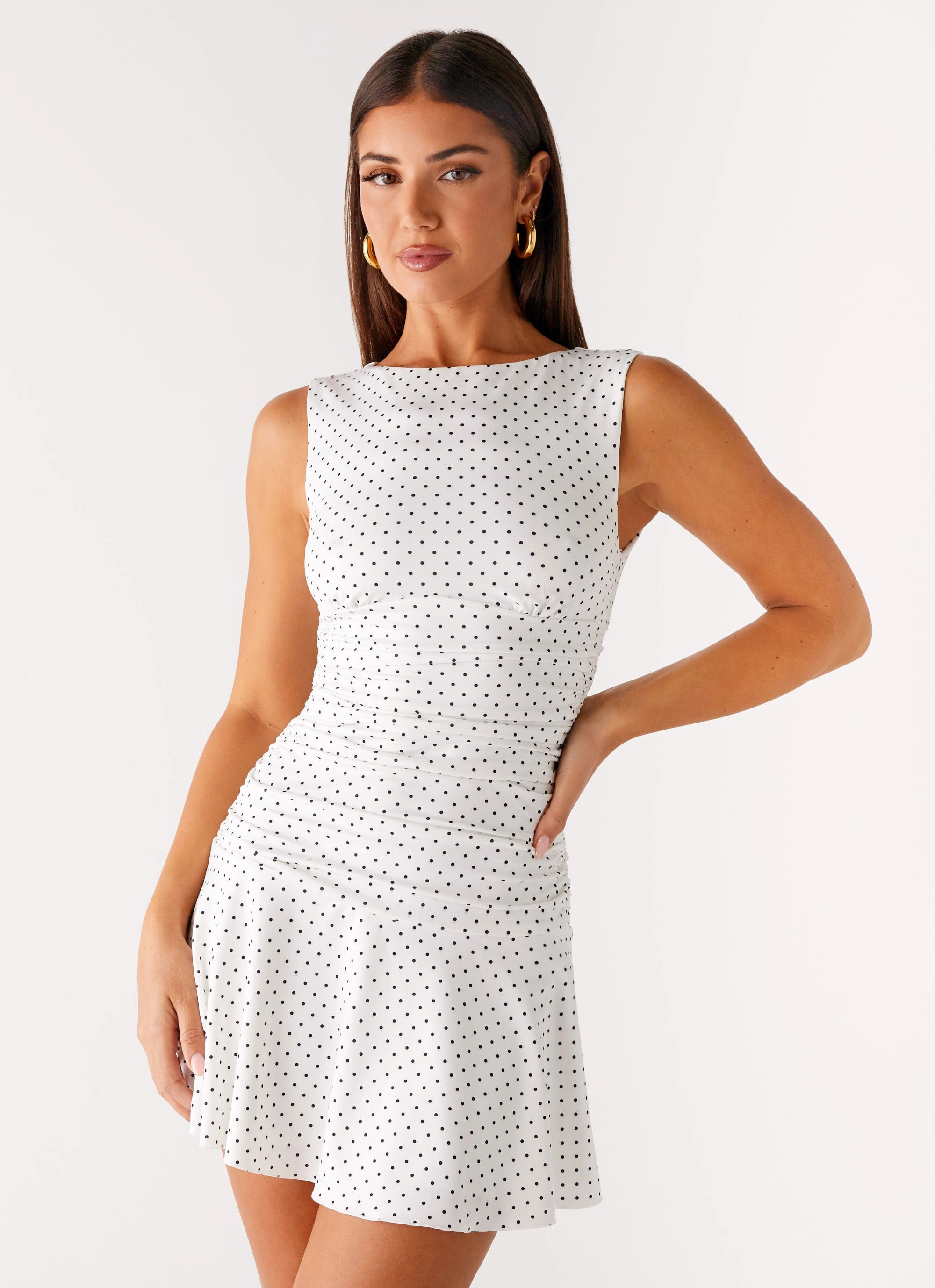 Grace Flow Kelda Mini Dress - White Polka Dot