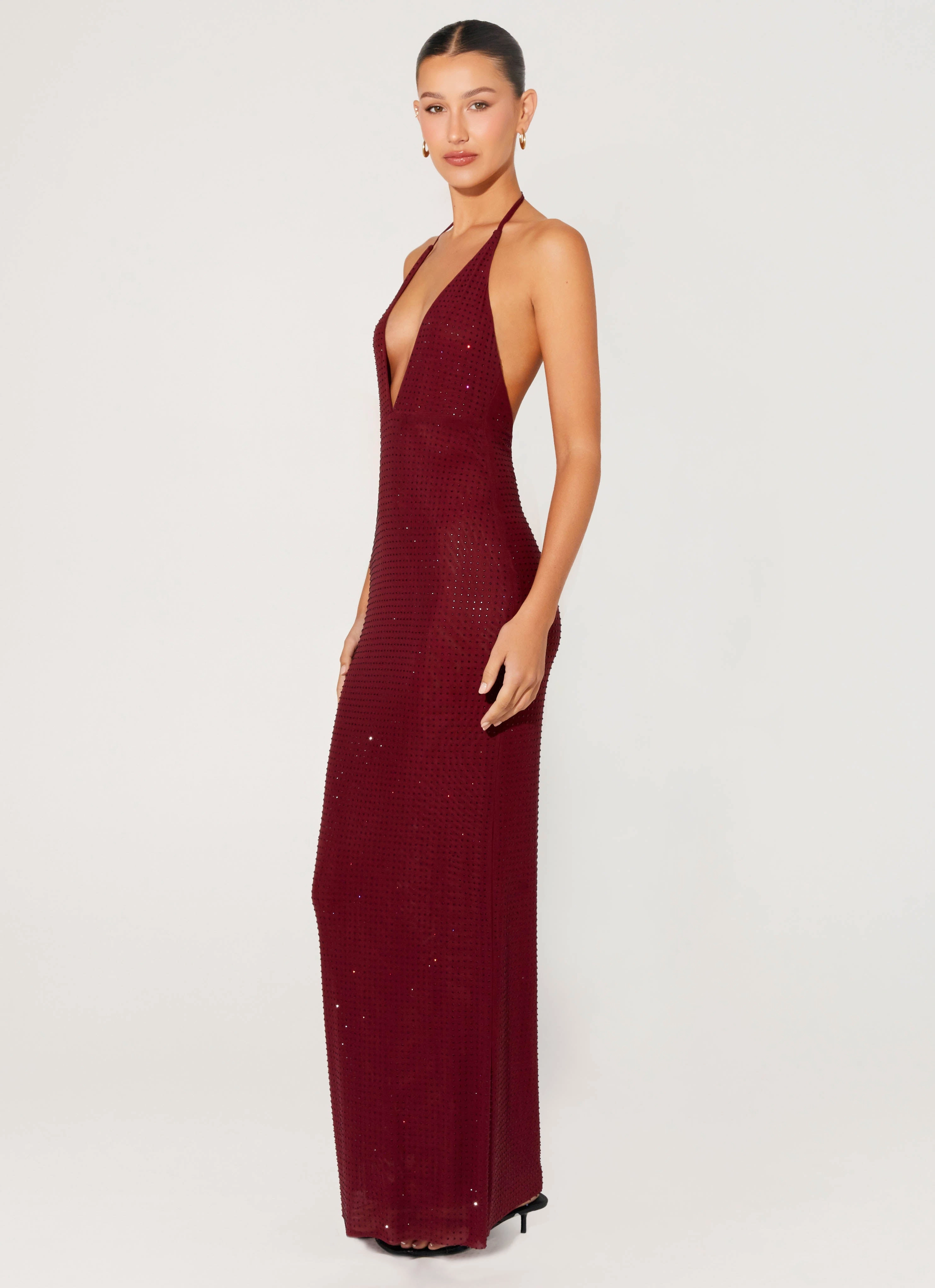 Boho Mood Festive Wear Keliese Beaded Maxi Dress - Burgundy