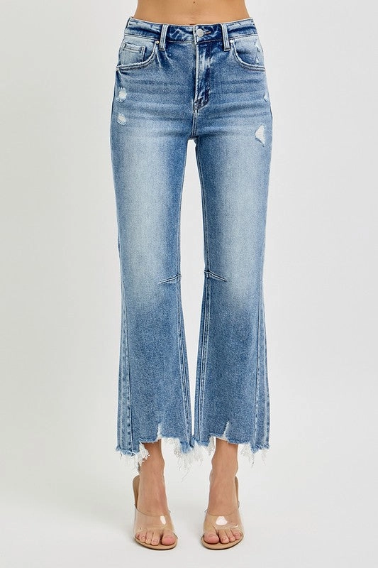 Laser Cut Edges Everyday Eco Friendly Earthy Kenny High Rise Crop Straight Distressed Hem Jeans