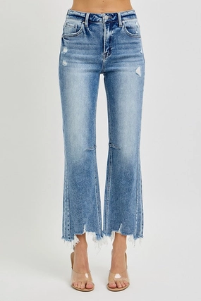 Kenny High Rise Crop Straight Distressed Hem Jeans Wear Anytime