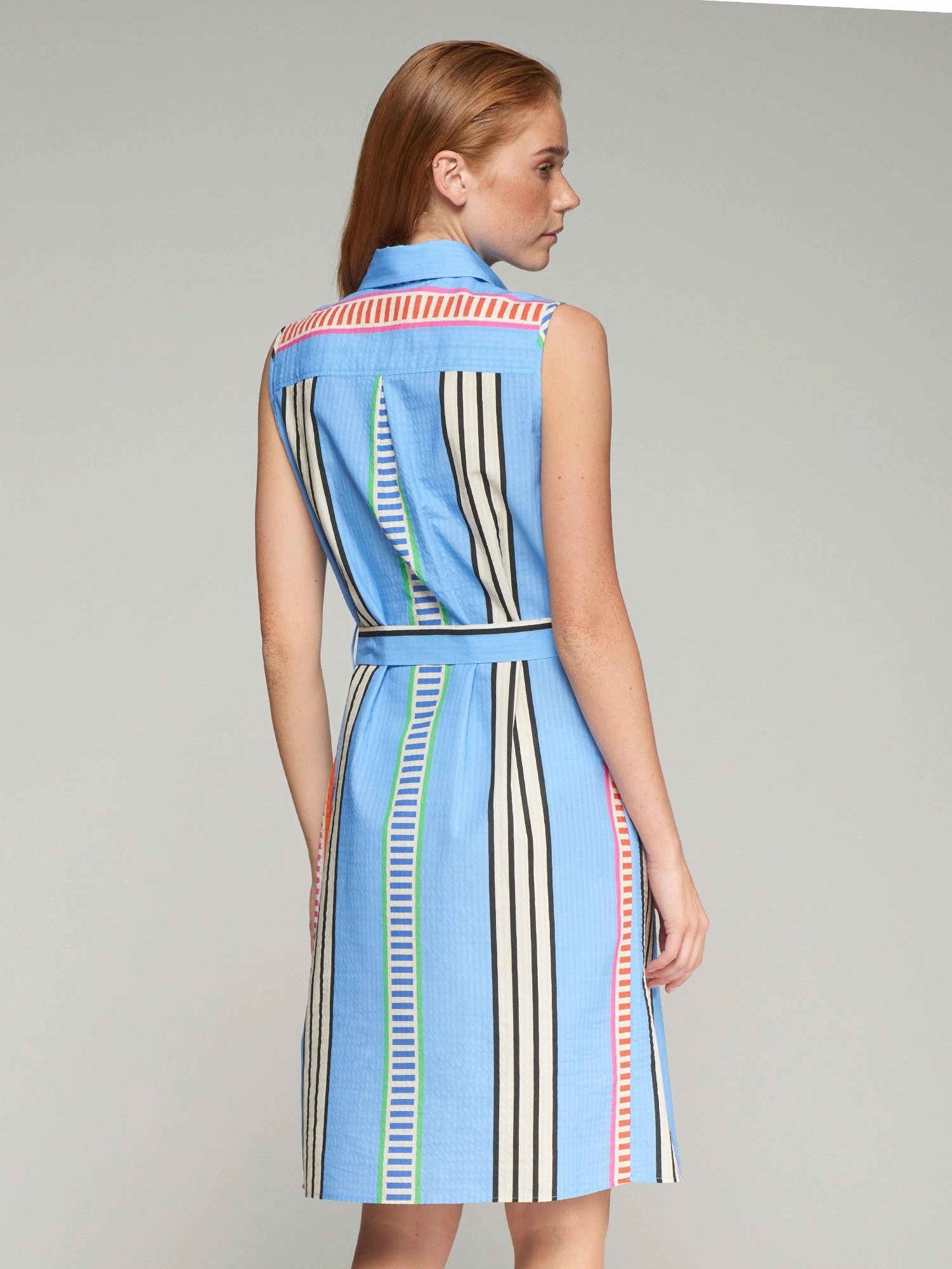 Anytime Wear Mariya Dress in Azul Seersucker