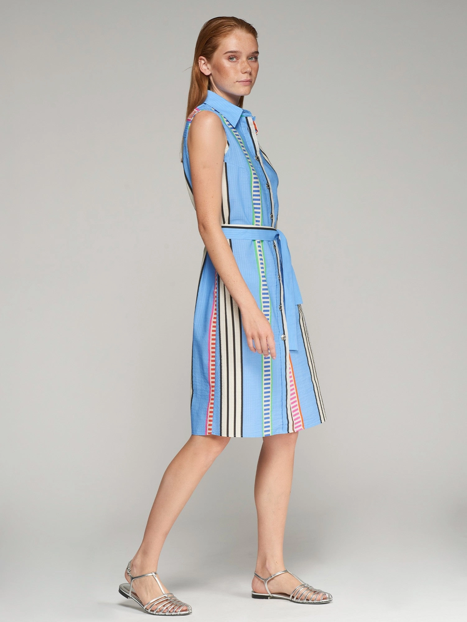 Gentle Flow Mariya Dress in Azul Seersucker