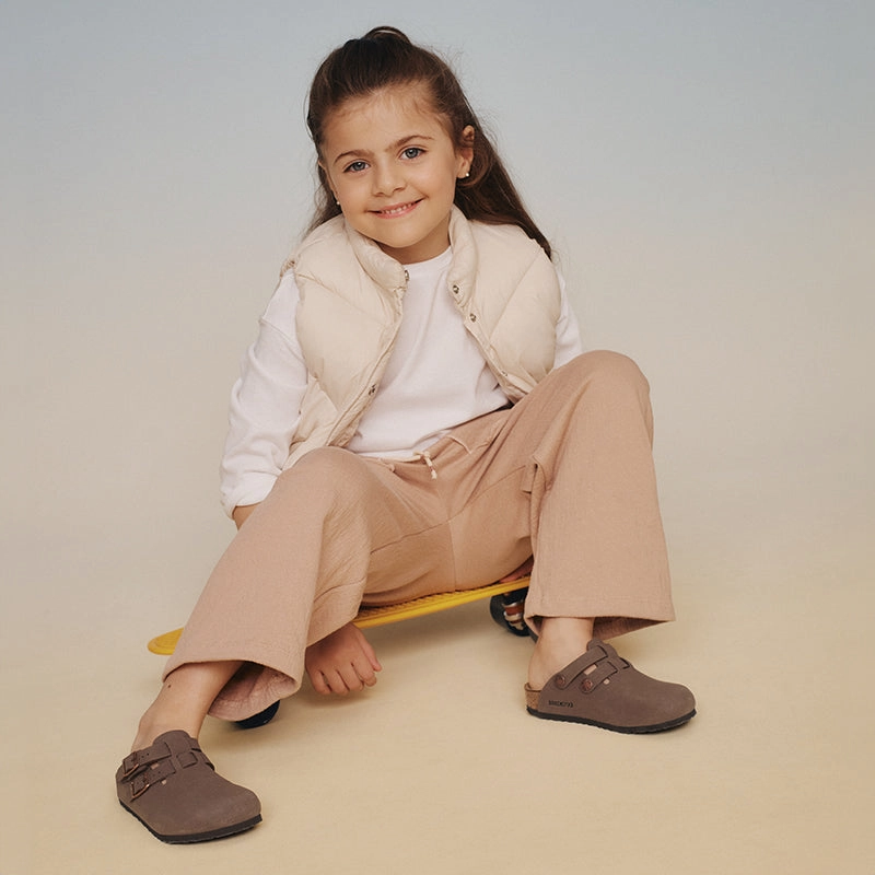 Heel Support Outdoor Slippers Kid's Preschool Kay Narrow Mocha