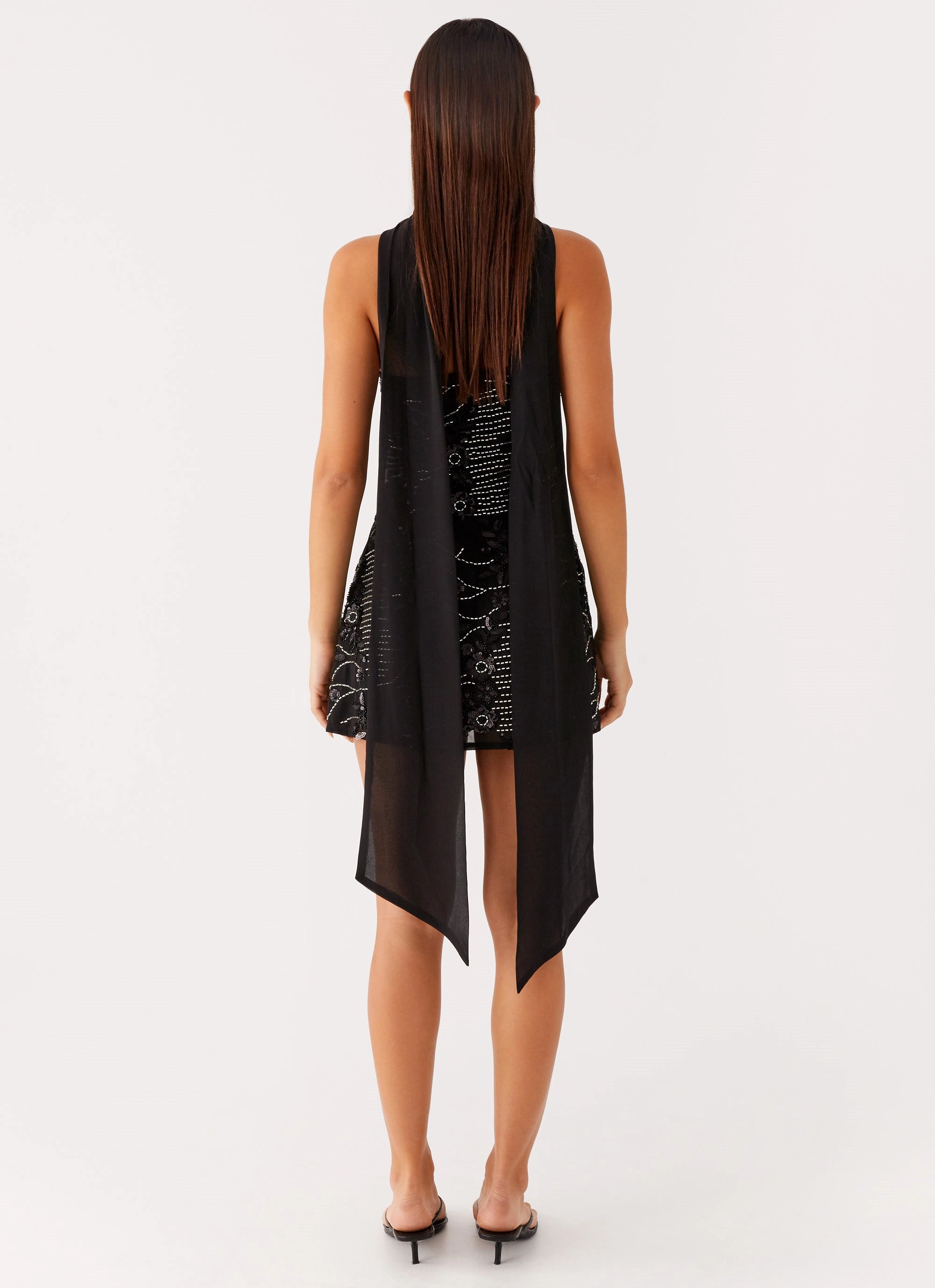 Kiesha Strapless Scarf Mini Dress - Black Calm Fit AntiStaticMaterial