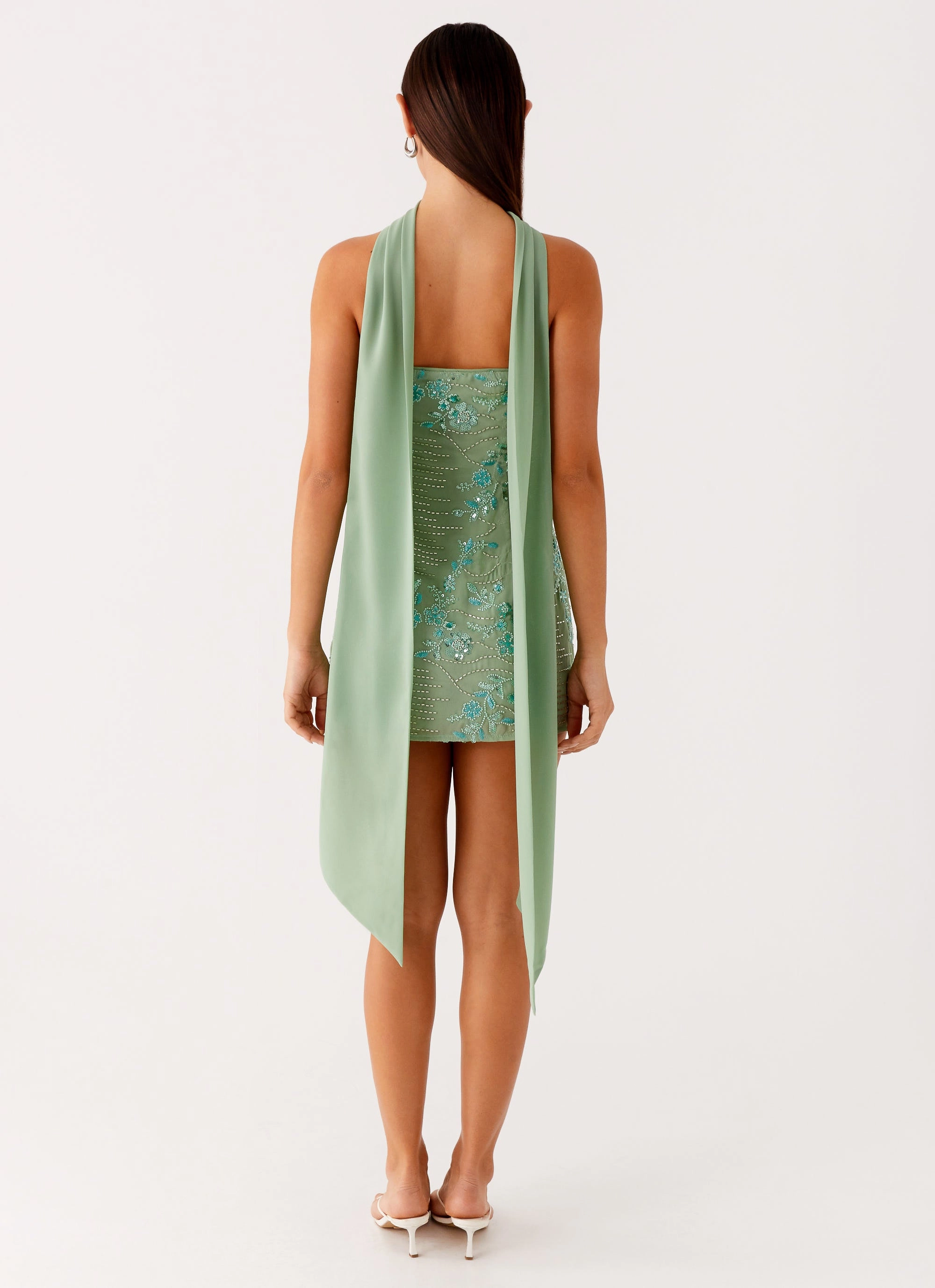 Trendy Tailoring Kiesha Strapless Scarf Mini Dress - Mint