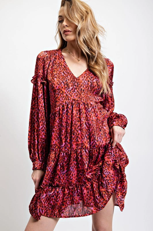 Party outfit KIM LEOPARD/ANIMAL PRINTED DRESS