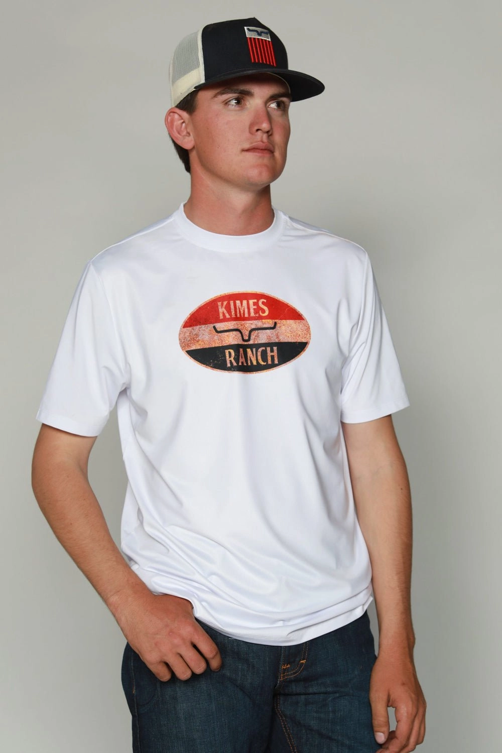 Kimes Ranch Mens American Standard Tee Stone Polyester S/S T-Shirt Subtle Print