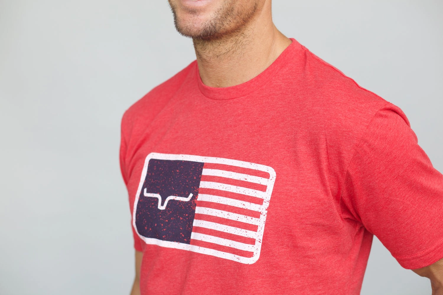 Kimes Ranch Mens American Trucker Tee Red Cotton Blend S/S T-Shirt Breathable back panel Petite Cut