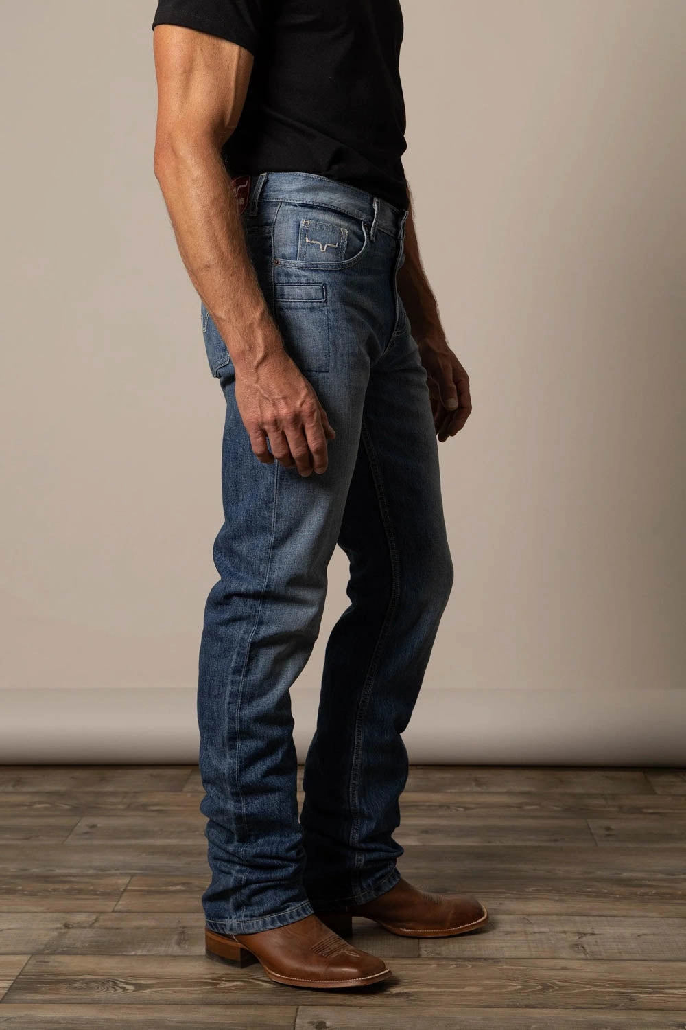 Kimes Ranch Mens James Mid Wash 100% Cotton Jeans Casual Student Outfit Luxury Textured Athlete Fit