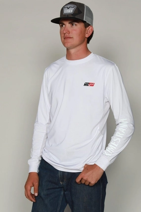Versatile Piece Kimes Ranch Mens K1 Tech Tee White Polyester Blend L/S T-Shirt