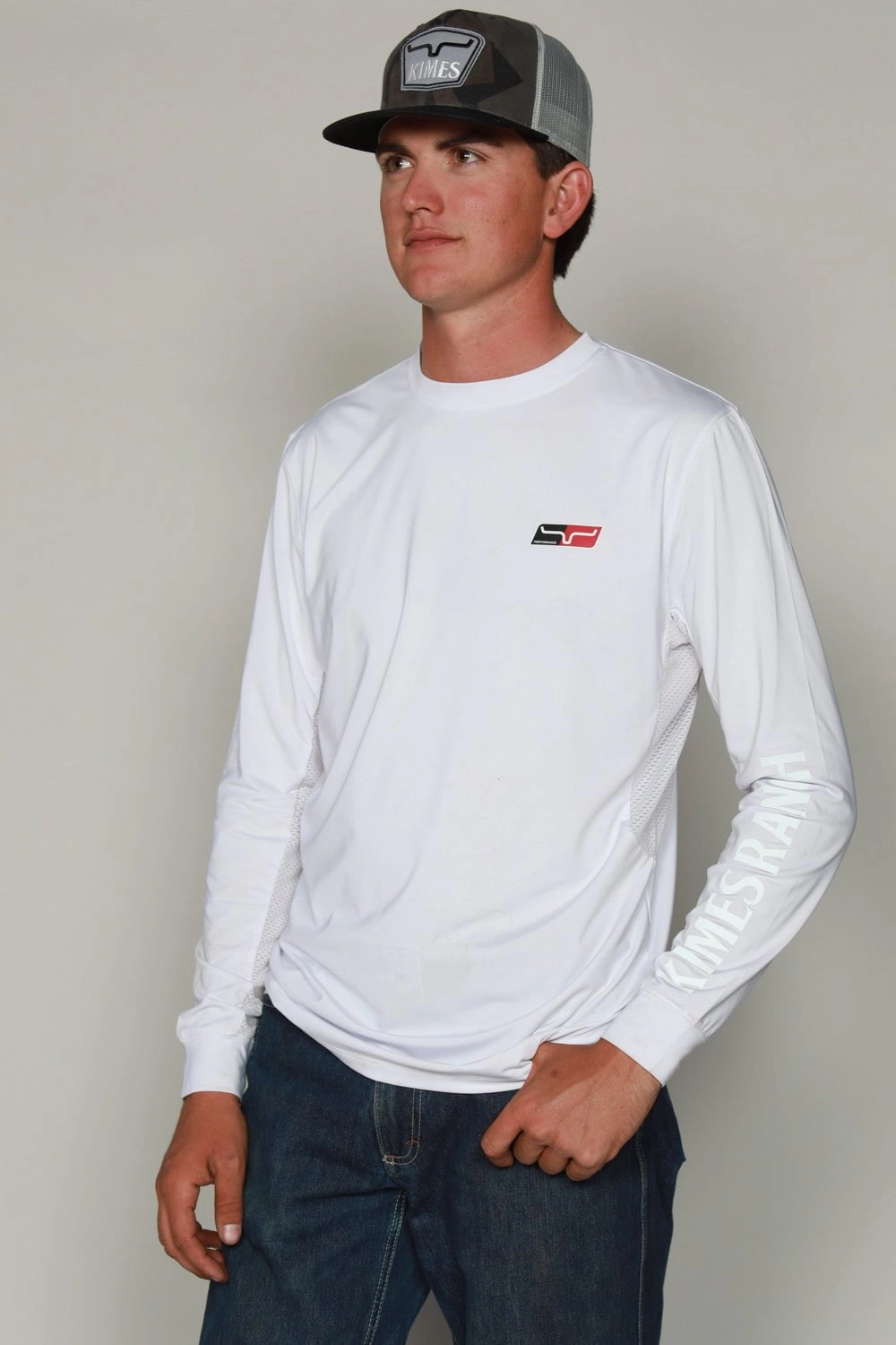 Kimes Ranch Mens K1 Tech Tee White Polyester Blend L/S T-Shirt Edgy style Eco friendly materials