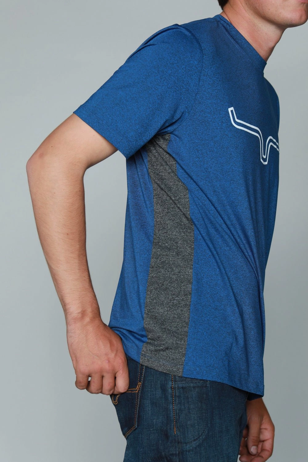 Kimes Ranch Mens Phase 2 Tech Tee Navy Polyester Blend S/S T-Shirt Statement Maker Flexible Movement