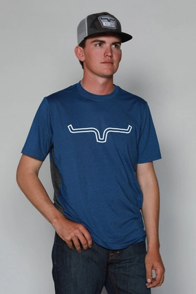 Layered Sleeve Cuffs Abrasion Resistant Edging Kimes Ranch Mens Phase 2 Tech Tee Navy Polyester Blend S/S T-Shirt