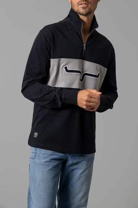 Non-Iron Kimes Ranch Mens Razor Rugby Black 100% Cotton Sweatshirt