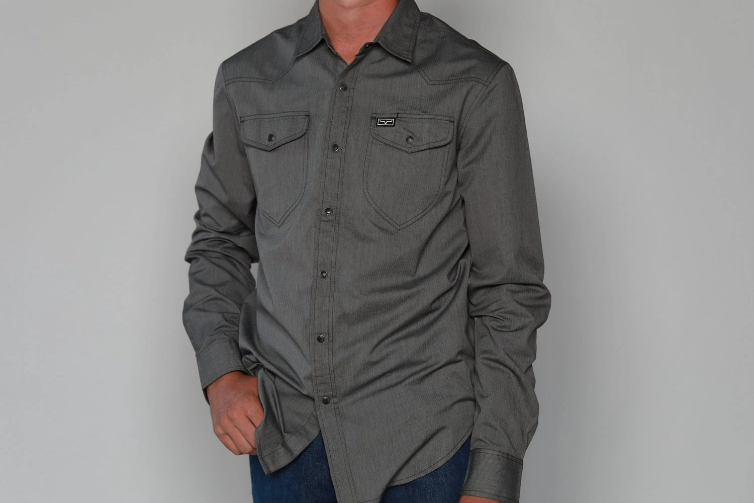 Night Out Matte Finish Kimes Ranch Mens Tucson HB Black Cotton Blend L/S Western Shirt