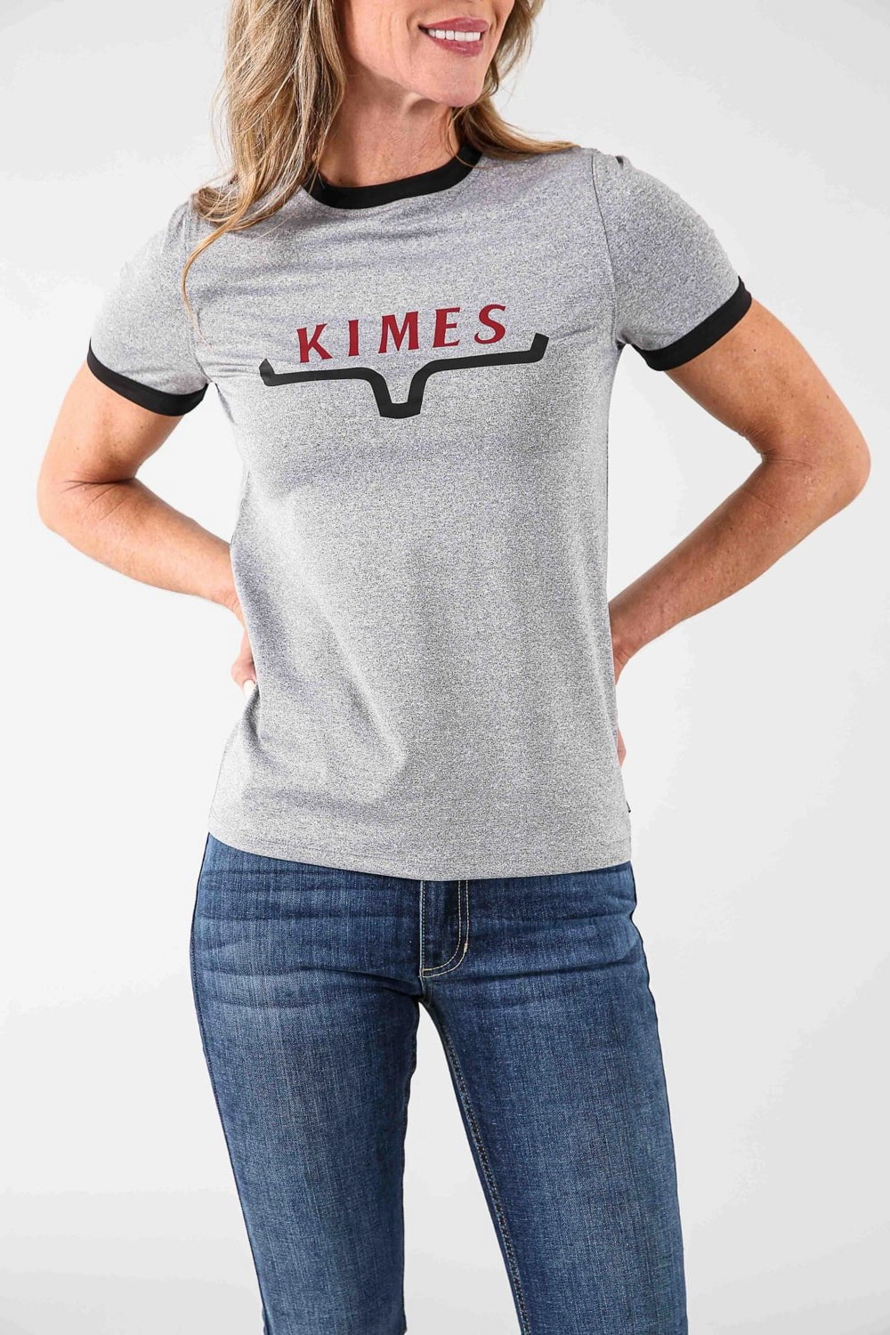 Kimes Ranch Womens Fast Tech T Grey Heather Polyester Blend S/S T-Shirt Laser Cut Edge Detail Urban Wear