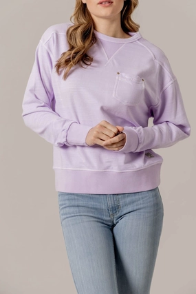 Durable Reinforced Elbows Cozy Design Kimes Ranch Womens Gina Lavender Cotton Blend Sweatshirt