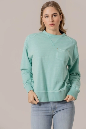 Kimes Ranch Womens Gina Turquoise Cotton Blend Sweatshirt Breathable Layer