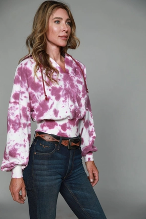 Kimes Ranch Womens Monterey Hoodie Lavender Cotton Blend L/S crew neck Reinforced Shoulder Seams