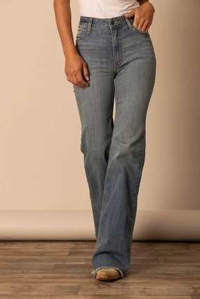 Textured Party Look Soft Kimes Ranch Womens Olivia Blue Cotton Blend Jeans