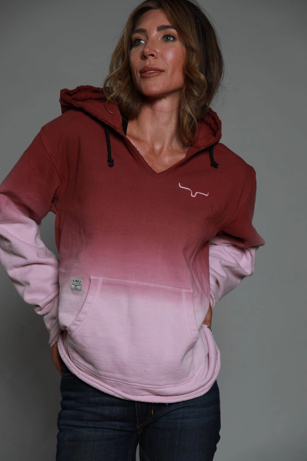 Kimes Ranch Womens Santa Fe Fleece Dark Red 100% Cotton L/S Hoodie Timeless Knitwear