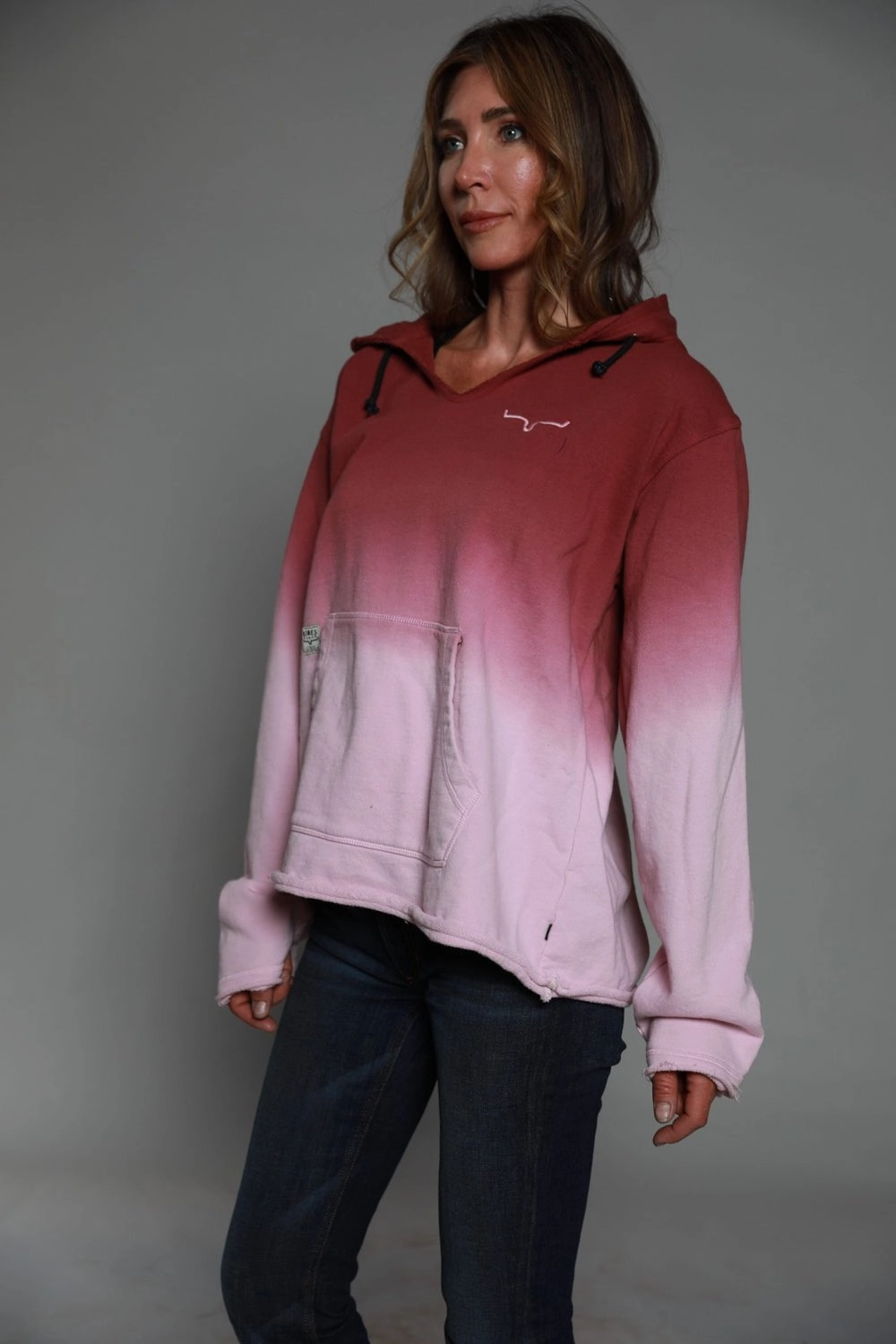 Snuggly Comfort winter warmth Kimes Ranch Womens Santa Fe Fleece Dark Red 100% Cotton L/S Hoodie