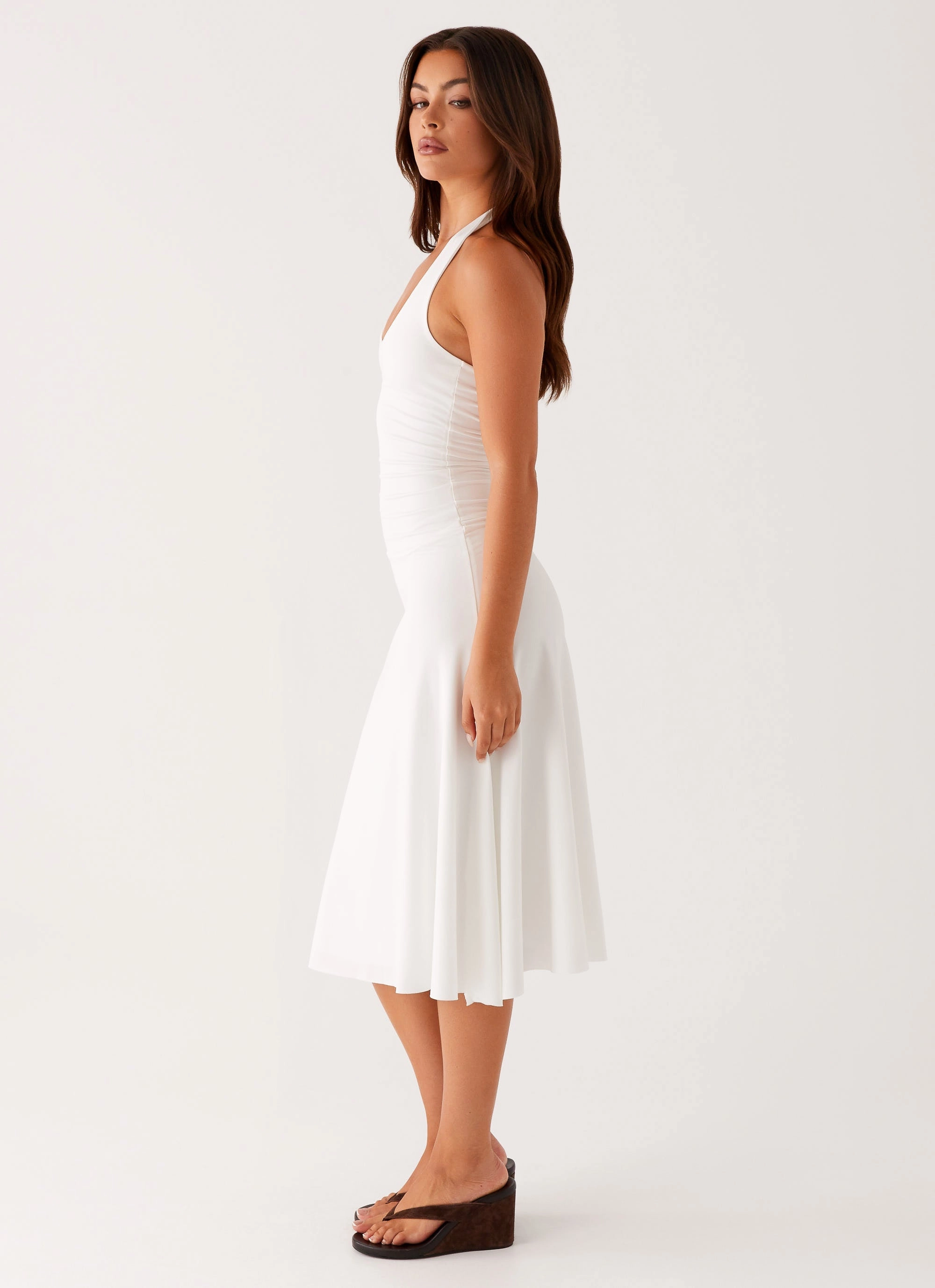 Water-Repellent-Finish Bright Feel Klyne Midi Dress - Ivory